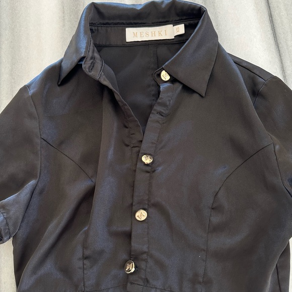 Black Satin Crop Top XS - Picture 2 of 4